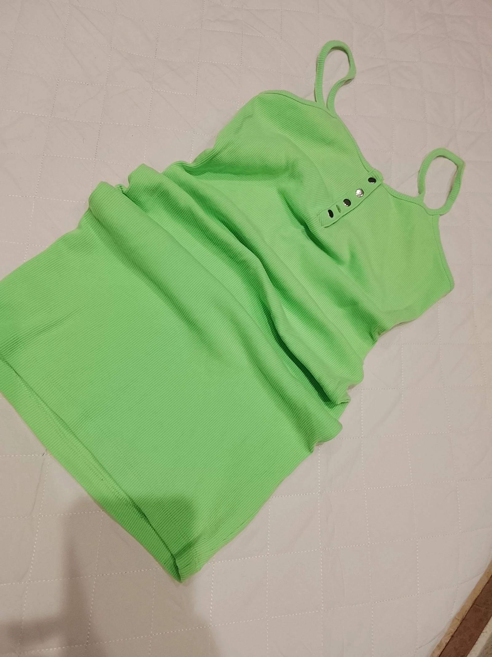 Bershka limoengroen jurk maat S – strak geribbel - 8 € – photo 2